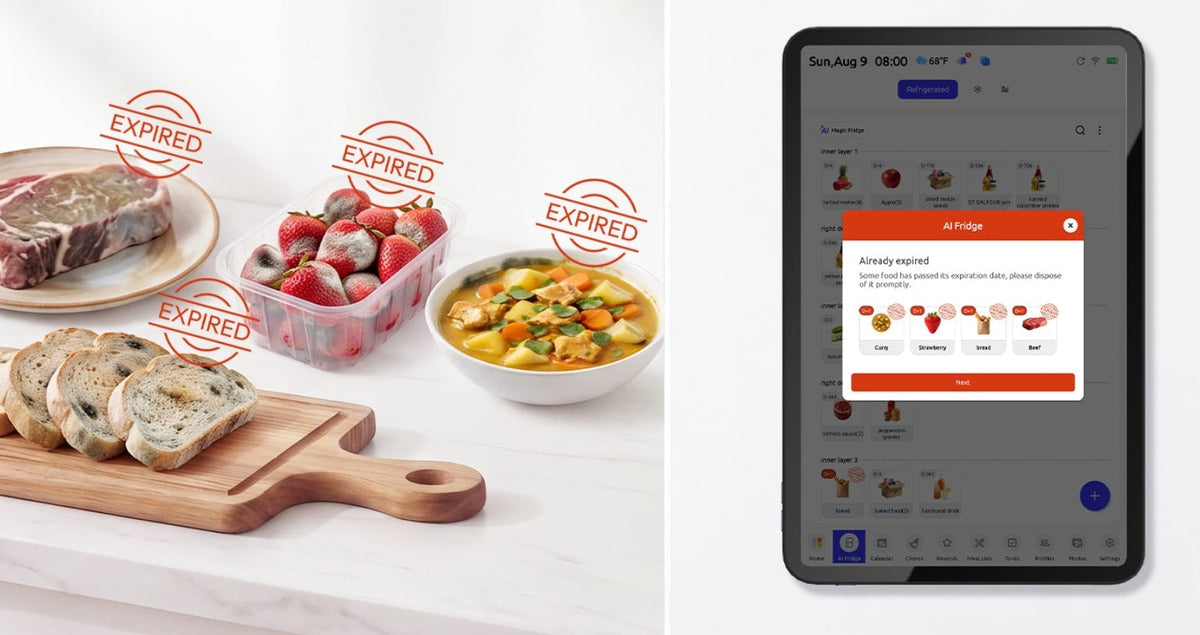 everblog fridgecal suggesting recipes based on ingredients available at home