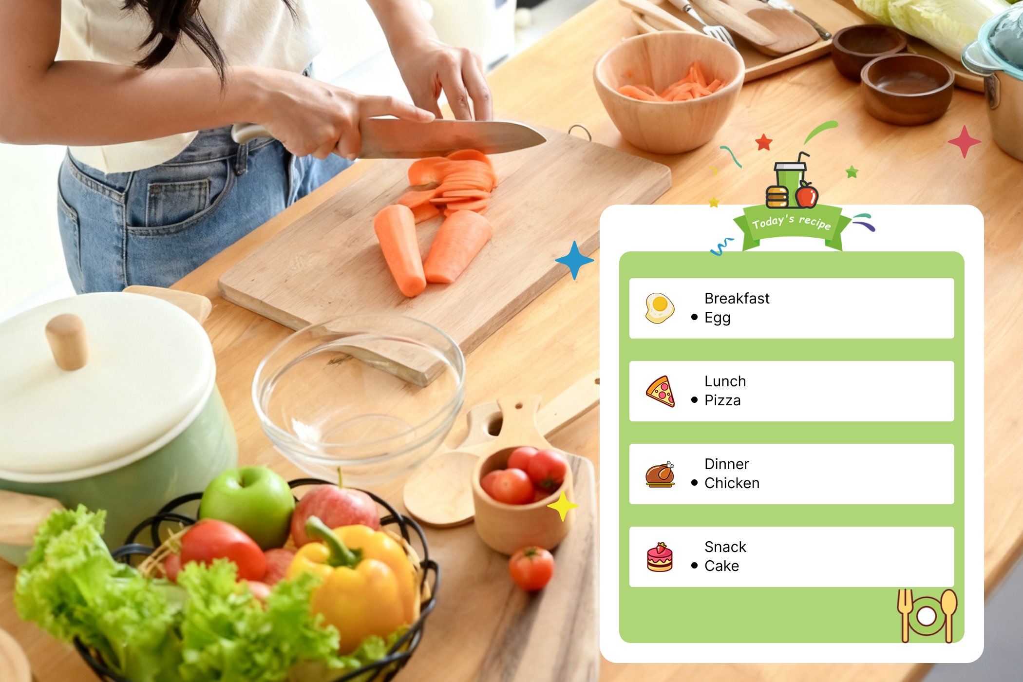 Everblog menu feature makes family scheduling simple and intuitive.