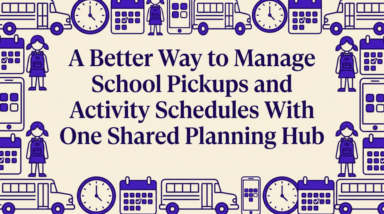 A digital family calendar showing organized color-coded schedule with activity icons