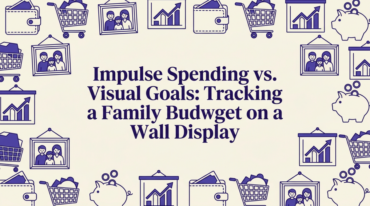 A family viewing their shared budget goals on a wall display