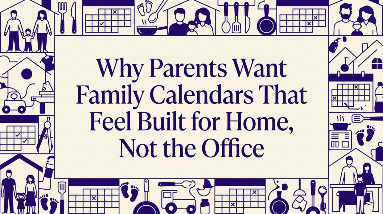 A parent and child checking a family calendar together in a bright kitchen