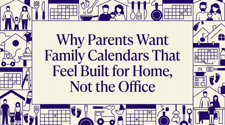 A parent and child checking a family calendar together in a bright kitchen