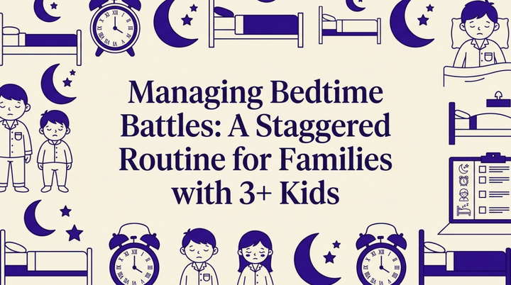 A warm family hallway scene with children moving through evening bedtime routine