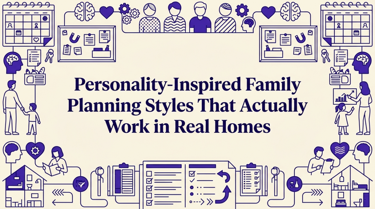 Different family planning styles represented by minimalist icons in organized layout