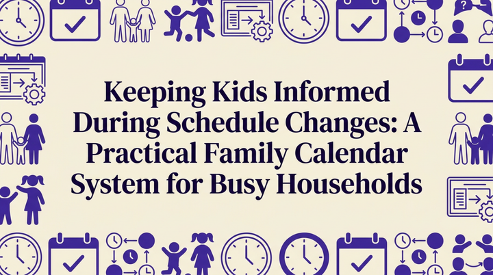 Modern family calendar system with organized color-coded events and notification icons