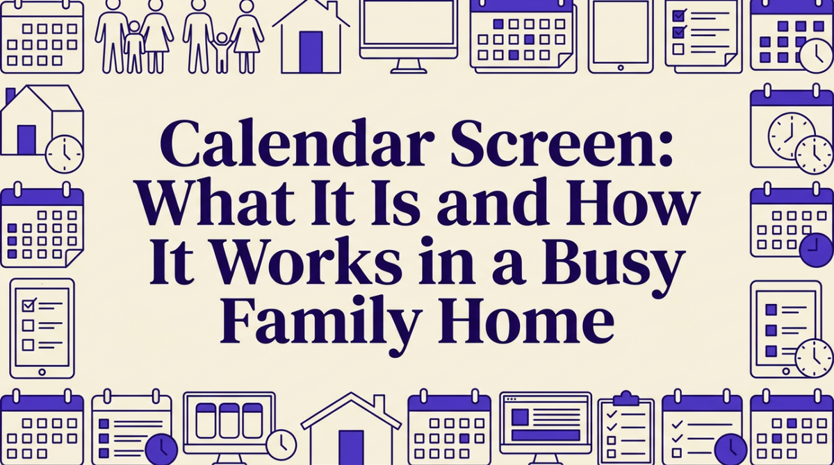 Modern kitchen wall displaying a digital family calendar with weekly schedules and task lists