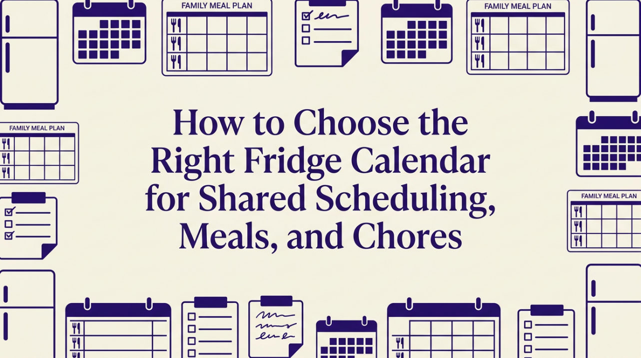 Modern kitchen with digital calendar on refrigerator in morning light