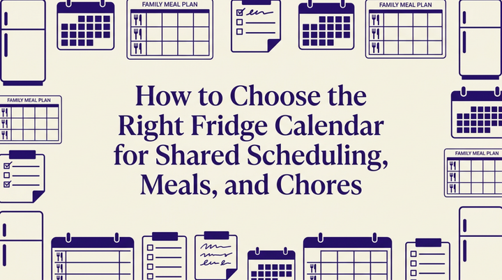 Modern kitchen with digital calendar on refrigerator in morning light