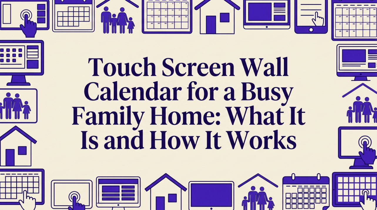 Modern kitchen with digital wall calendar showing family schedule