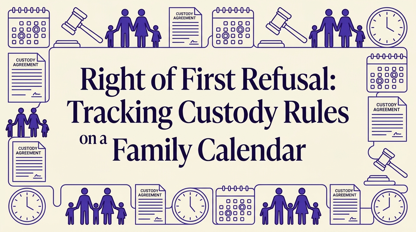 Shared digital calendar connecting two parents coordinating child custody schedule