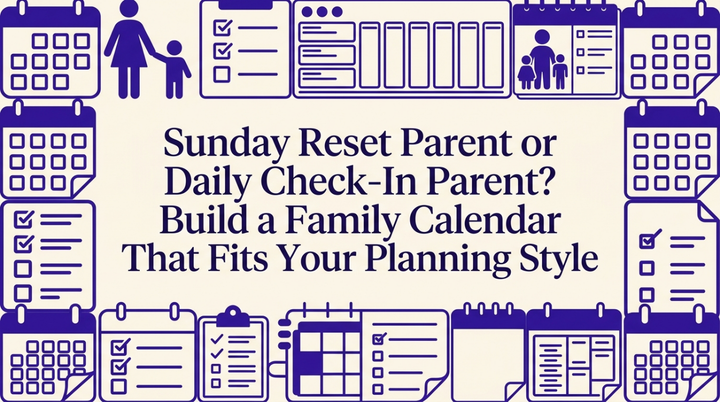 Split illustration comparing weekly calendar planning and daily mobile check-in styles