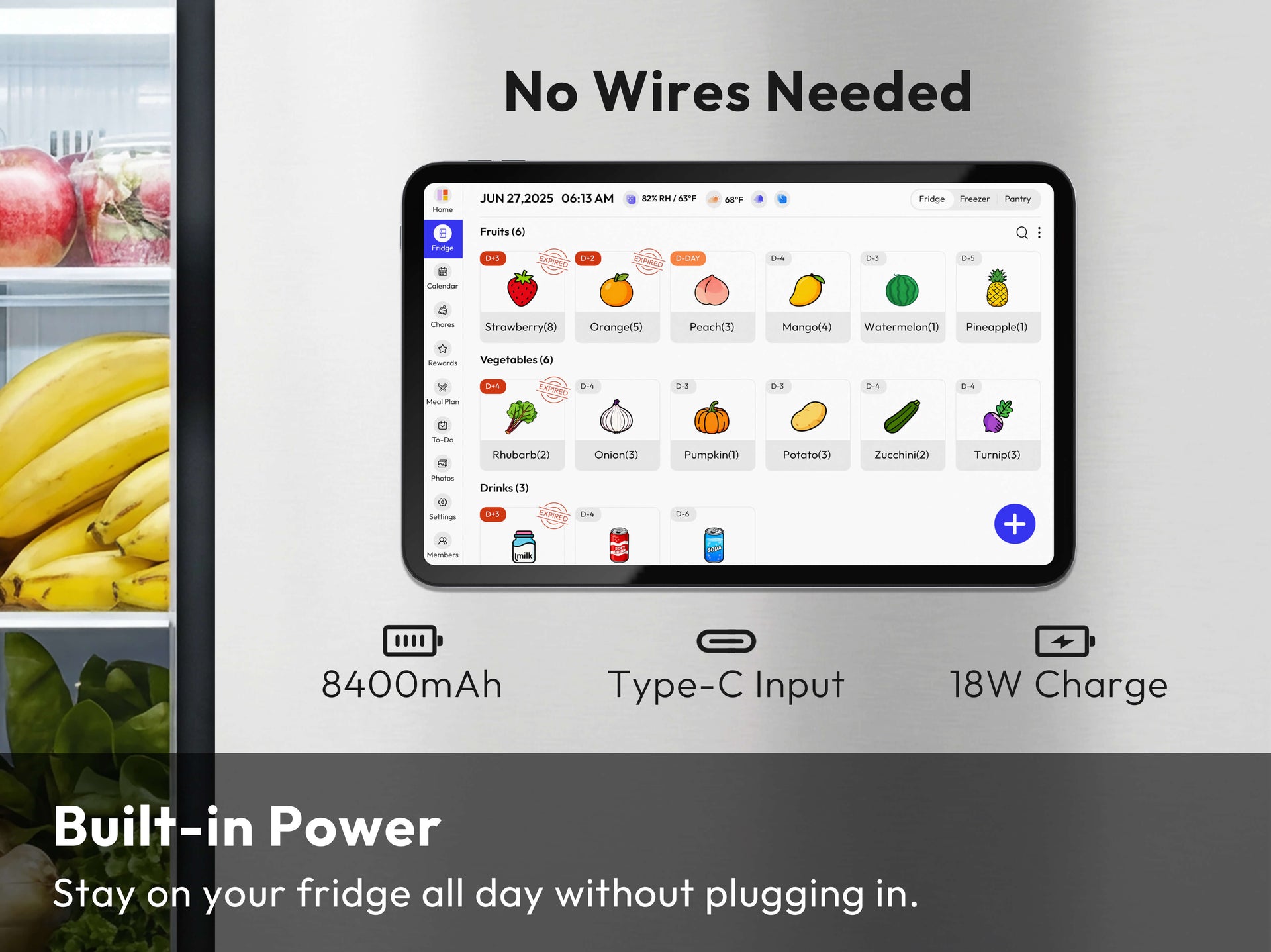 13.4" Magnetic Digital Fridge Calendar | Smart Meal Planner