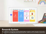 Everblog Calendar screen showing family rewards points for books, basketball, and smartwatch.