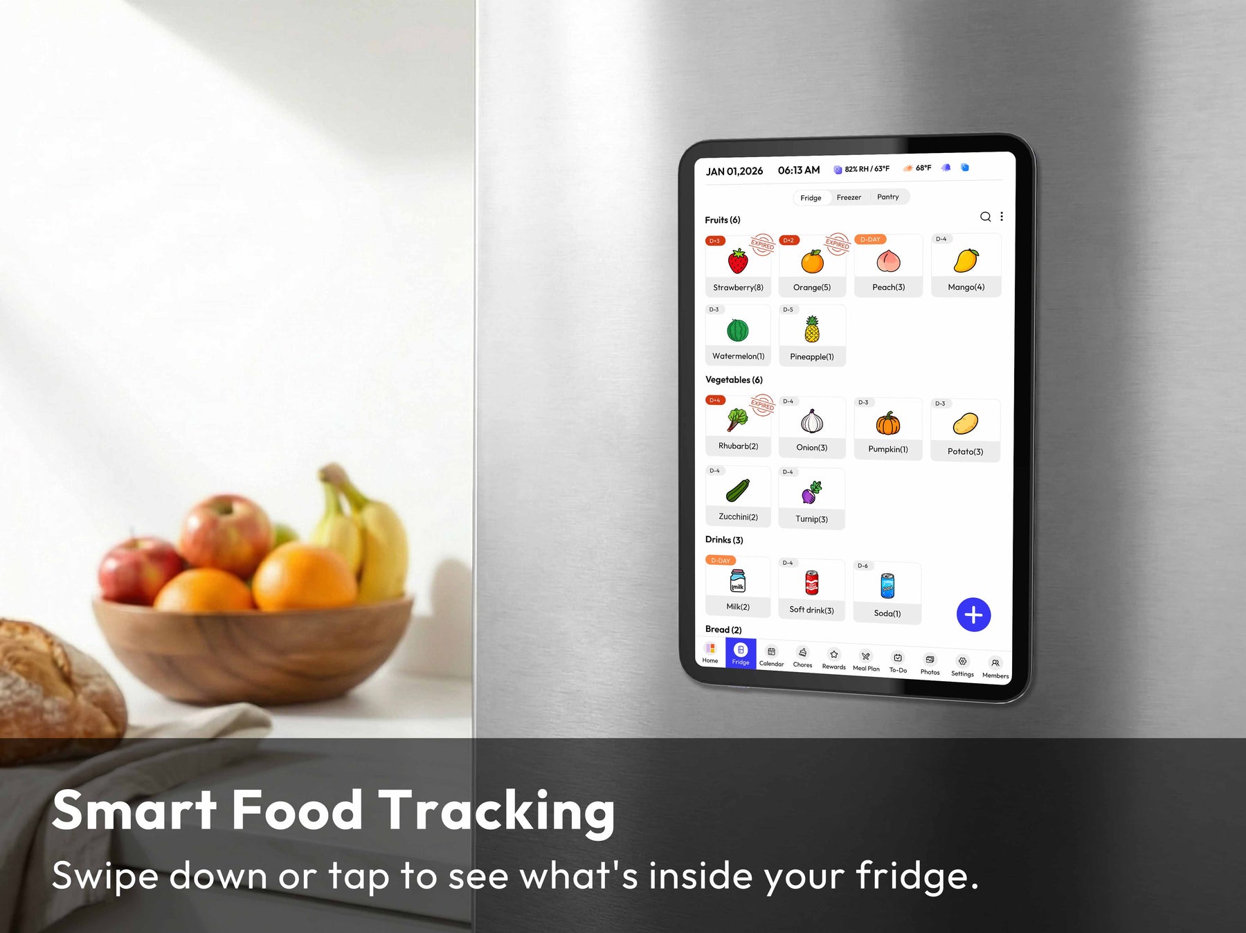 13.4" Magnetic Digital Fridge Calendar | Smart Meal Planner